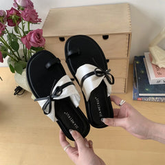 LBSFY -Brand New Women Slippers Beach Platform Slides Open Toe Bow Woman Slippers Clappers Summer Footwear Slip On Soft Sandal