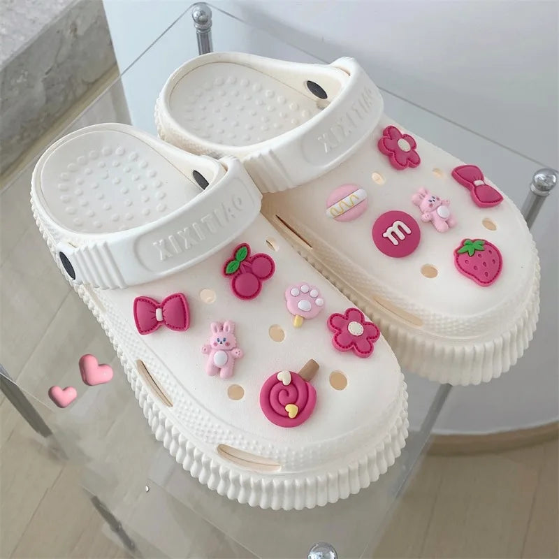 LBSFY  -  Thick EVA Hole Shoes Women's Summer Solid Cute Candy DIY Accessories Sandals Outside Wear Beach Women Slippers Summer Sandals