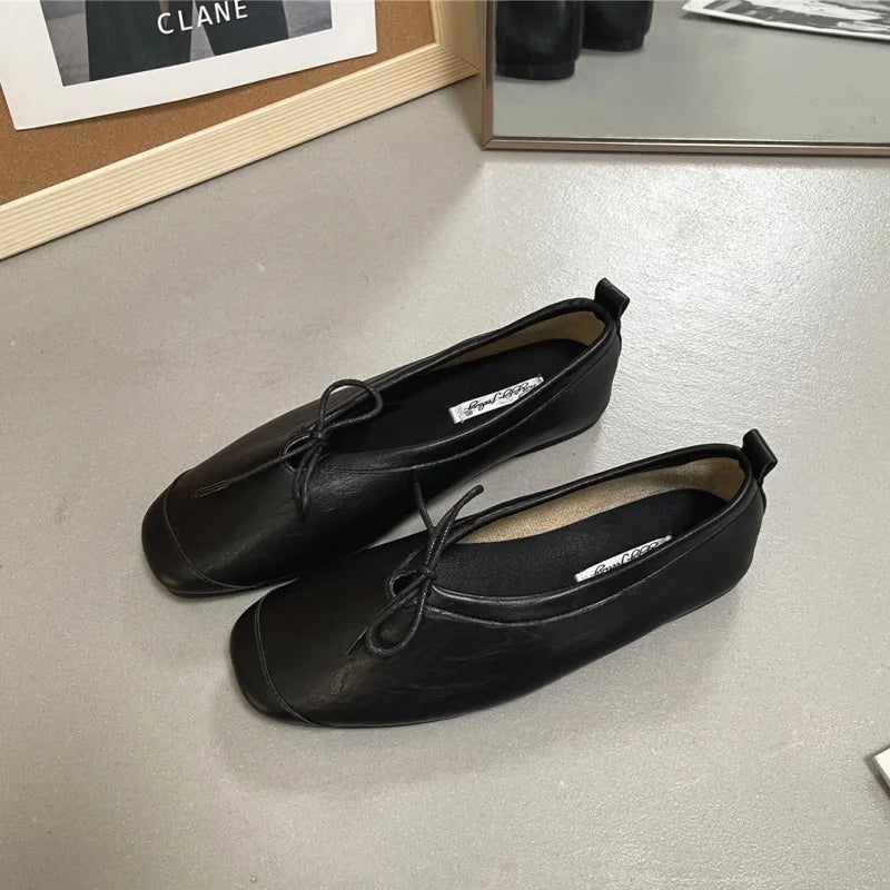 LBSFY  -Brand Women's Vintage Flats Comfortable Leather Ballet Shoes Female Soft  Dress Shoes Mujer Slip On Loafers Mujer