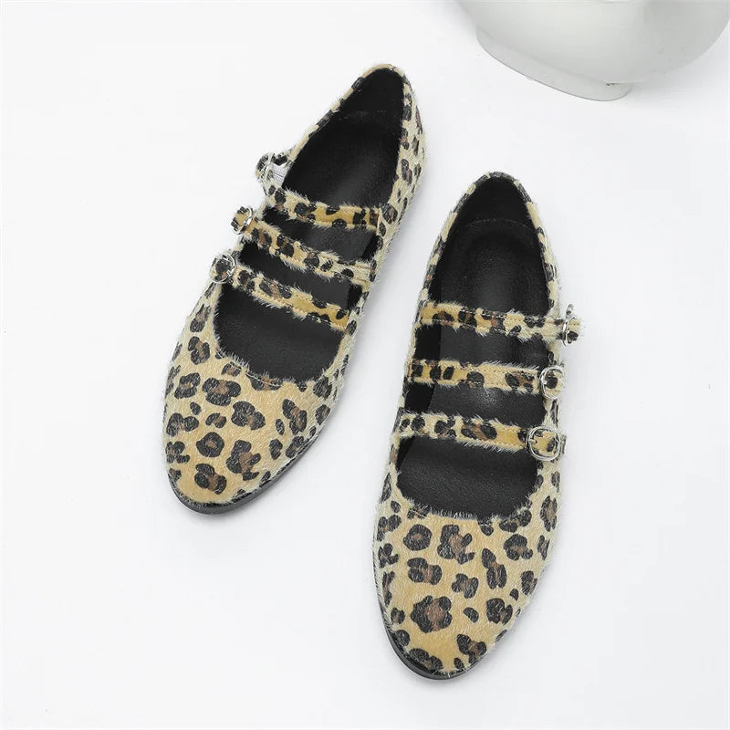 LBSFY  -   Women Ballet Flats Leopard Print Shoes Round Toe Plus Size 43 Ballerinas Zapatos Mujer