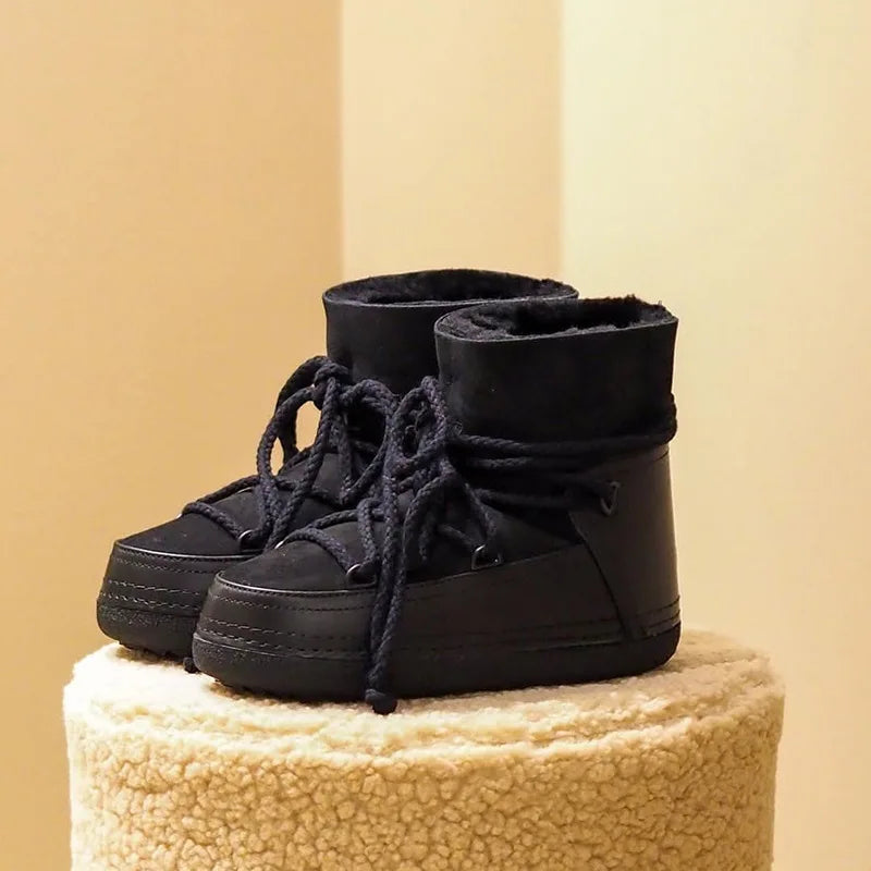 LBSFY  -  Autumn and Winter New Strap Design Western Boots Retro Niche Fur Integrated Strap Height Increasing Thick Soled Boots Trend