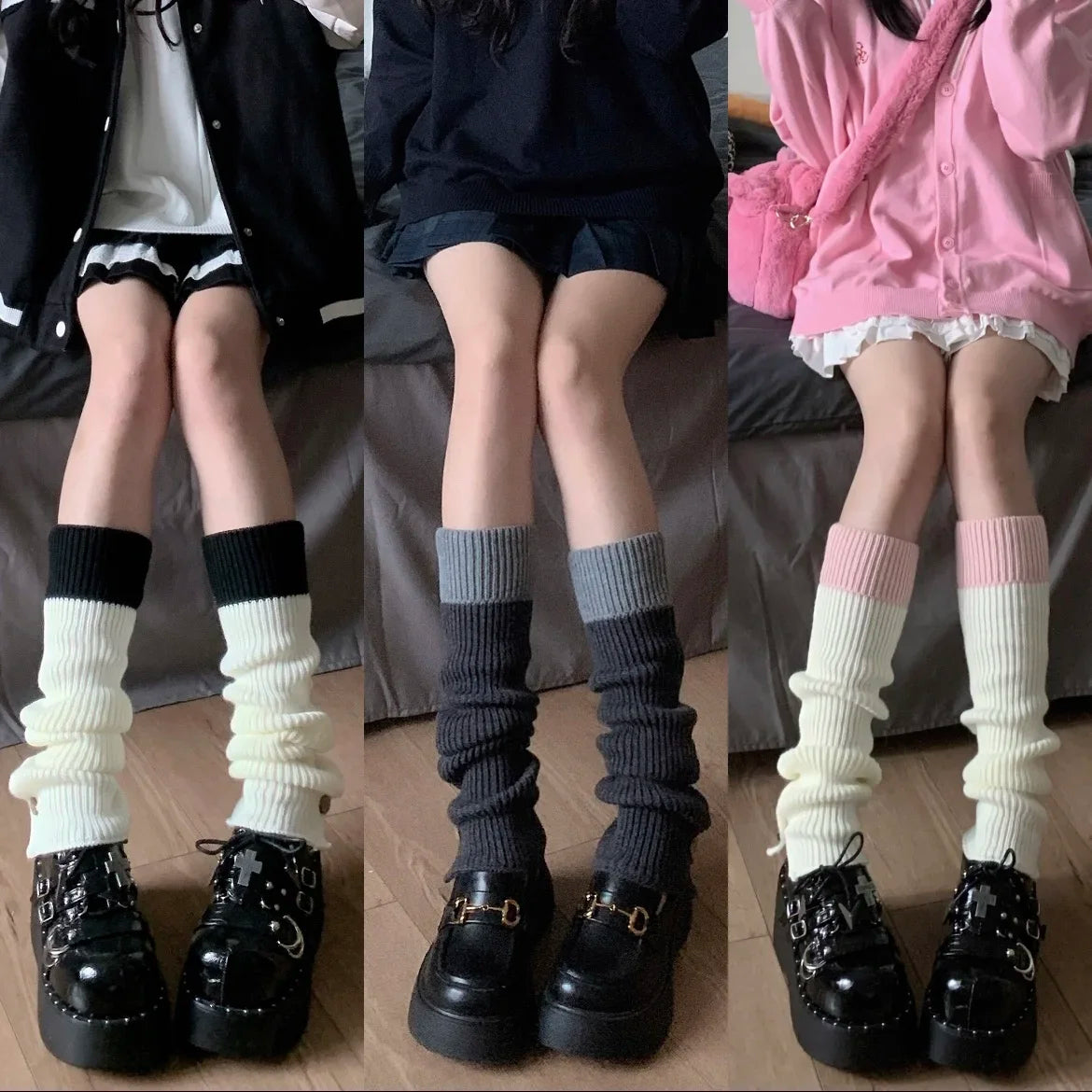 Lbsfy Y2K Women's Leg Warmers Japanese Lolita Long Socks Wool Knitted Foot Cover Arm Warmer Autumn Winter Crochet Heap Sock Boot Cuffs