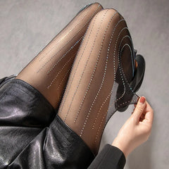 Lbsfy Sexy Glitter Tights for Women Summer Seamless Nylon Thigh High Stockings Pantyhose Lingerie Crystal Stripes Black Stockings Girl