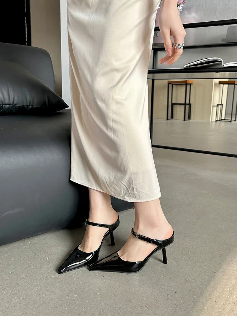 LBSFY -Sexy Thin High Heels Mules Woman Pumps Slippers Elegant Pointed Toe Shallow Buckle Strap Dress Female Shoes