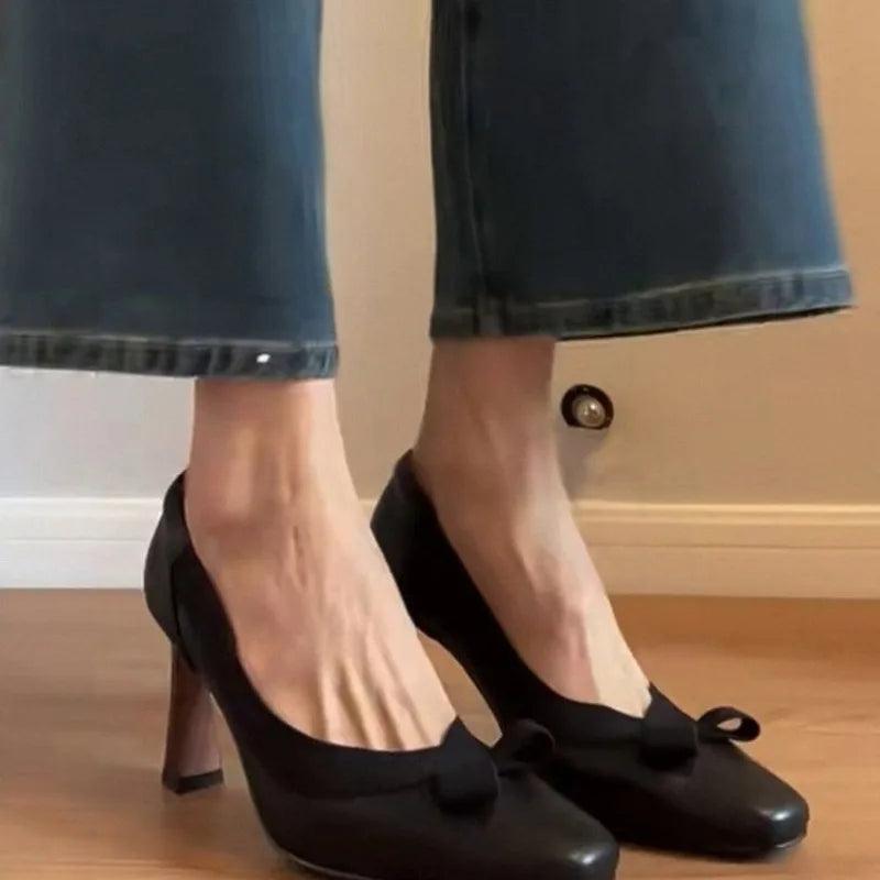 LBSFY -New Women's Retro Round Toe Elegant High Heels Ladies Cross Straps Shallow Party Dress Shoes Women Pumps Zapatos De Mujer