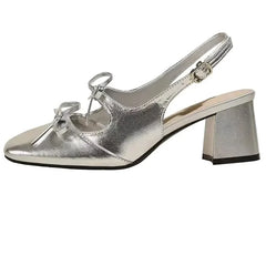 LBSFY -Silver Toe- Covered Sandals Women Summer Outdoor Wear High Heel Small Stiletto Fashionable French Style Mary Jane Shoes