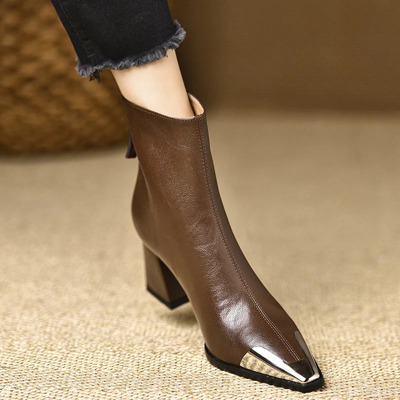 LBSFY   Pointed Toe Women Modern Ankle Boots High Heels Short Booties Concise Office Lady Shoes