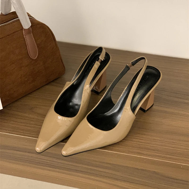 LBSFY  Summer Women's Thick Heel Sandals Fashion Cover Toe Slip On Shoes Design Style Party Dress Female Shoes