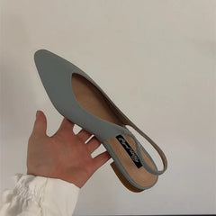 LBSFY -Women Flats Low Heel Slingback Sandals Slip On Shallow Mules Shoes Pointed Toe Female Office Lady Work Shoes Mujer