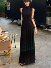 LBSFY -Women's Sexy Vintage Summer Backless Dresses Slit Fit Sleeveless Spaghetti Strap Halther Evening Dress Club Party Prom Chic New