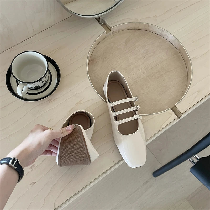LBSFY  -  Spring New Women Flats Ladies Elegant Flat Mary Jane Shoes Fashion Round Toe Shallow Shoes Outdoor Dress Ballet Shoes M