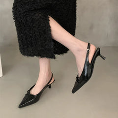 LBSFY  - Spring New Women Sandal Fashion Pointed Toe Shallow Slip On Dress Mules Shoes Thin Low Heel Slingback Sandals Muj