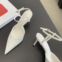 LBSFY -Spring Sexy Women Pointed Toe Pumps Fashion Ankle Buckle Strap Ladies Slingback Thin Low Heel Sandal Party Shoes