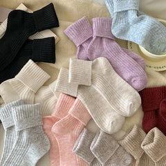 Lbsfy Warm Autumn Cashmere Thick Wool White Socks Women Winter Thicken Warm Harajuku Socks Cute Thermal Japanese Fashion Solid Color