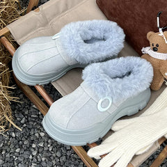 LBSFY  -  Faux Fur Warm Ankle Boots for Women Winter Faux Suede Soft Chunky Platform Snow Boots Woman Shallow Thick Sole Plush Short Botas