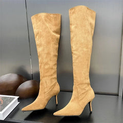 LBSFY -Autumn Winter Sexy Thin Heels Knee-High Boots Women Pointed Toe Party Prom Ladies Shoes Elegant Long Botas De Mujer