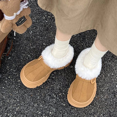 LBSFY  -  Faux Fur Warm Ankle Boots for Women Winter Faux Suede Soft Chunky Platform Snow Boots Woman Shallow Thick Sole Plush Short Botas