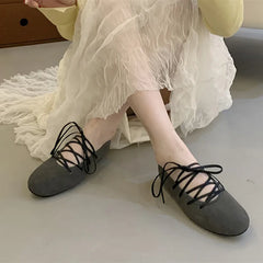 LBSFY  -Fashion Cross-tied Women Ballet Flats Dance Shoes Comfortable Female Shallow Footwear Round Toe Ladies Flats Shoes