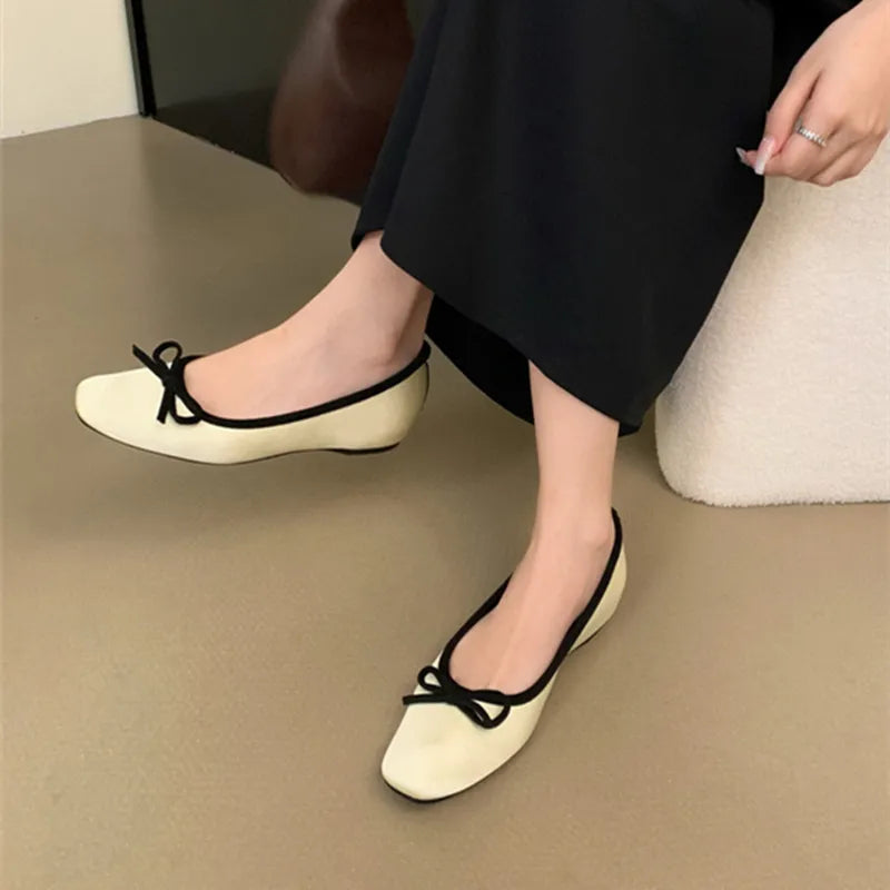 LBSFY -New Brand Women Flats Round Toe Shallow Slip On Ladies Casual Ballet Shoes Soft Leather Eelgant Dress Shoes Mujer