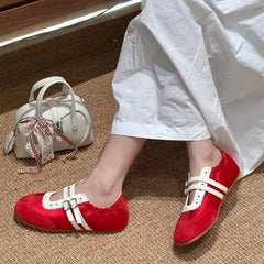 LBSFY -Silver Ballet Flats Women's Soft Leather Sport Mary Jane Ribbon Embellished Adult 1 Slip-on Casual Shoes