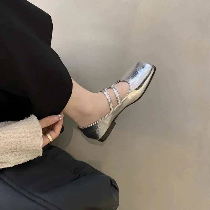 LBSFY -New Square Toe Comfortable Casual and Versatile Spring and Summer Flat Shoes Elegant and Fashionable Retro Women's Shoes