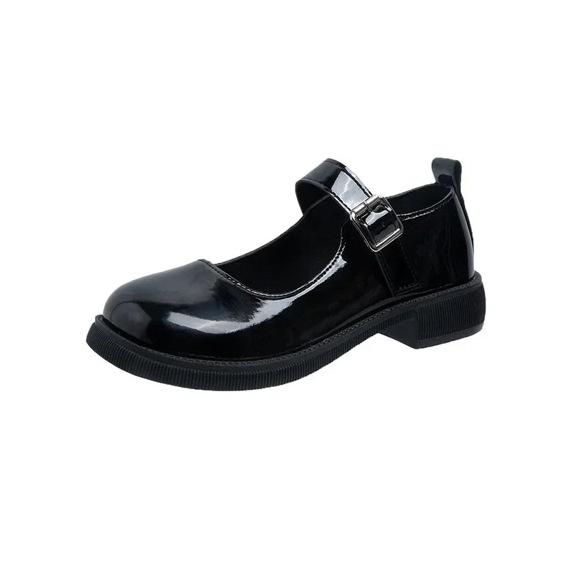 LBSFY -Women's Spring/Summer/Autumn New British Academy Style Low Heel Round Toe Mary Jane Single Shoes with Small Leather Shoes
