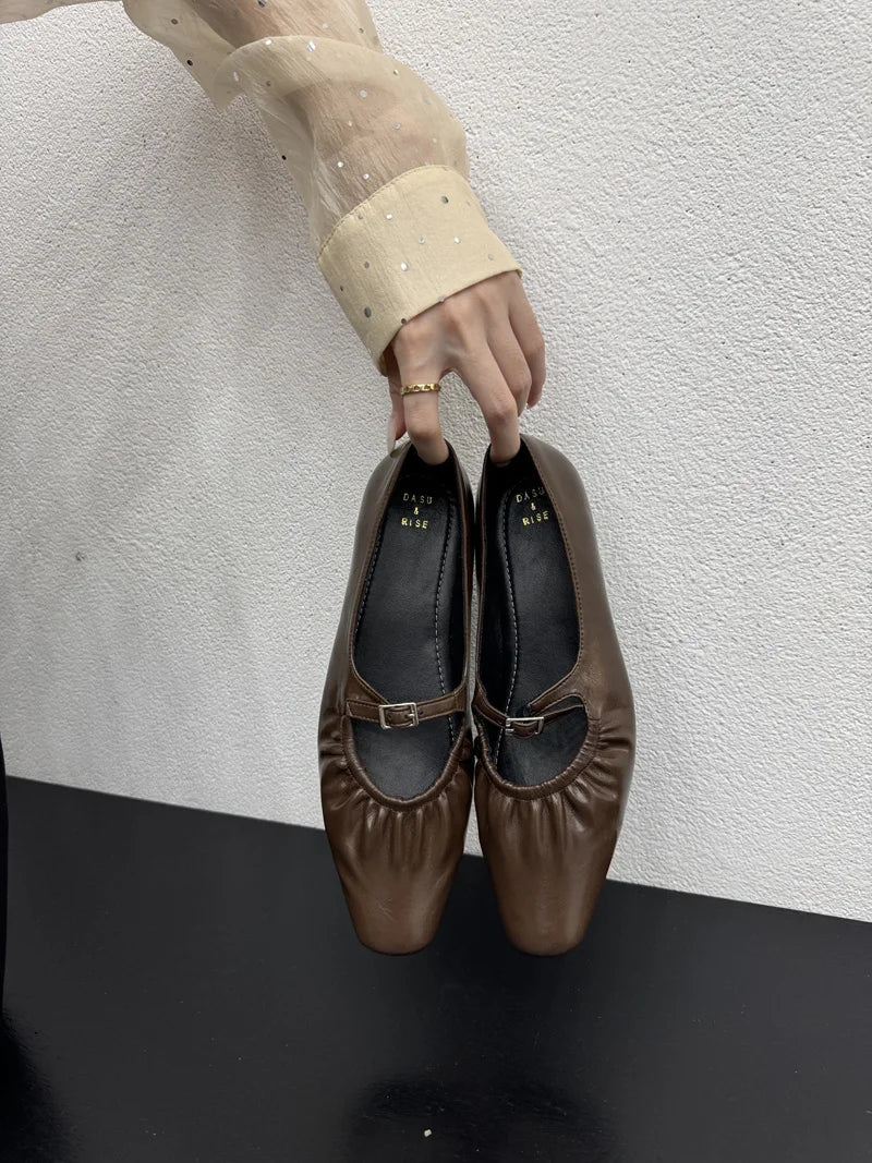 LBSFY -New Brand Women Flats Round Toe Shallow Slip On Ladies Casual Ballet Shoes Soft Leather Eelgant Dress Shoes