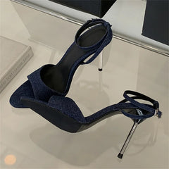 LBSFY -Summer Fashion Narrow Band Open Toe Anke Buckle Strap Sandals Thin Heel Women Party Shoes Zapatos De Mujer