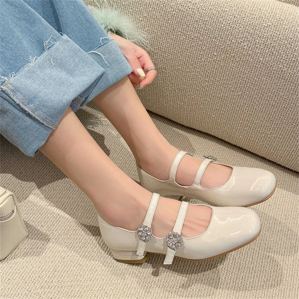 LBSFY  -  Women's High Heels Pumps Patent Leather New Rhinestone Party Wedding Shoes Club Pumps Woman Buckles Dress Pumps