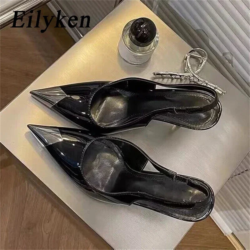 LBSFY -6CM 9CM Thin Heels Women Pumps Patent Leather Sexy Party Prom Slip-On Spring Sandals Mules Shoes