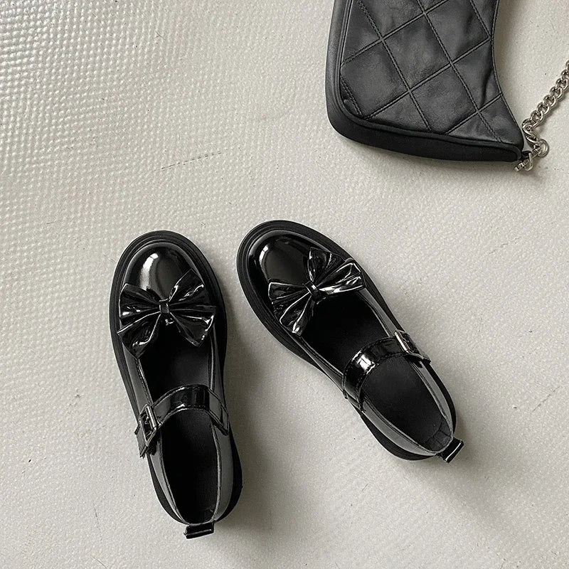 LBSFY -Women Black Lolita Shoes Casual Platform Mary Janes Heels Women Vintage Pumps for Women College Student Low Heel Women's Shoes