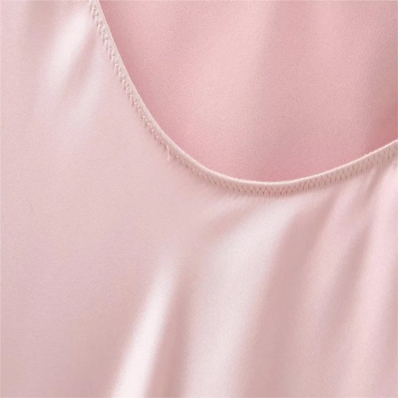 LBSFY -Satin Solid Color Pink Sweet Casual Long Dress Backless Sexy Sleeveless Slim Women Summer Dress Female Clothing 2025 New