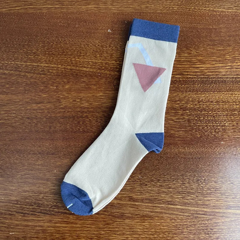 Lbsfy Cotton Socks Women's Spring Winter Short Crew Socks Irregular Pattern Geometric Socks Girls Gift Harajuku Streetwear Calcetines