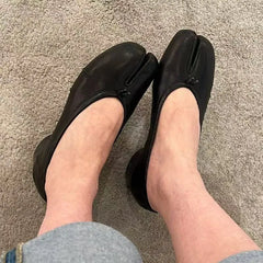 LBSFY -Spring Summer Microfiber Leather Split Toe Women Pumps Fashion Pleated Designer Low Heeled Tabi Soft Soles Loafers Casual Shoes