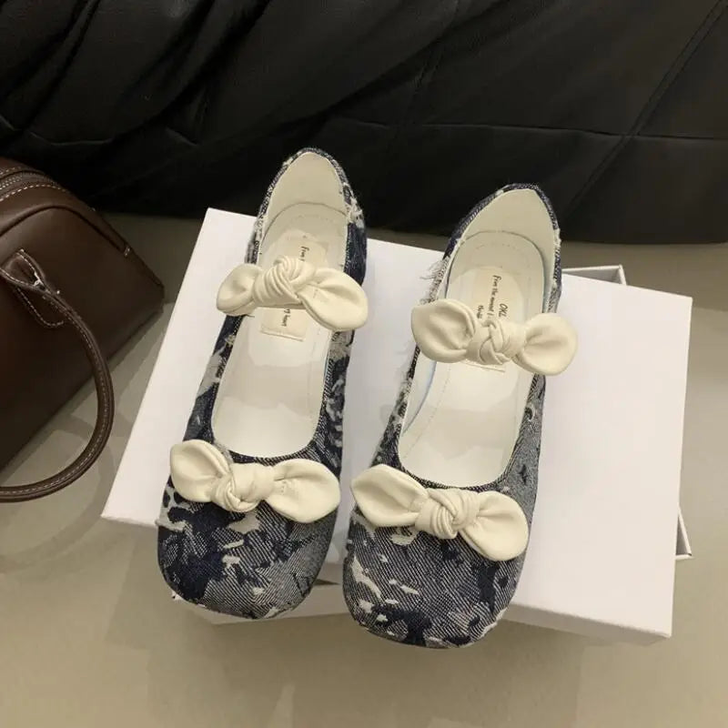 LBSFY  -  Spring Elegant Bow Women Flat Shoes Fashion Round Toe Shallow Slip On Ballerinas Shoes Casual Mary Jane Shoes Cute Girl