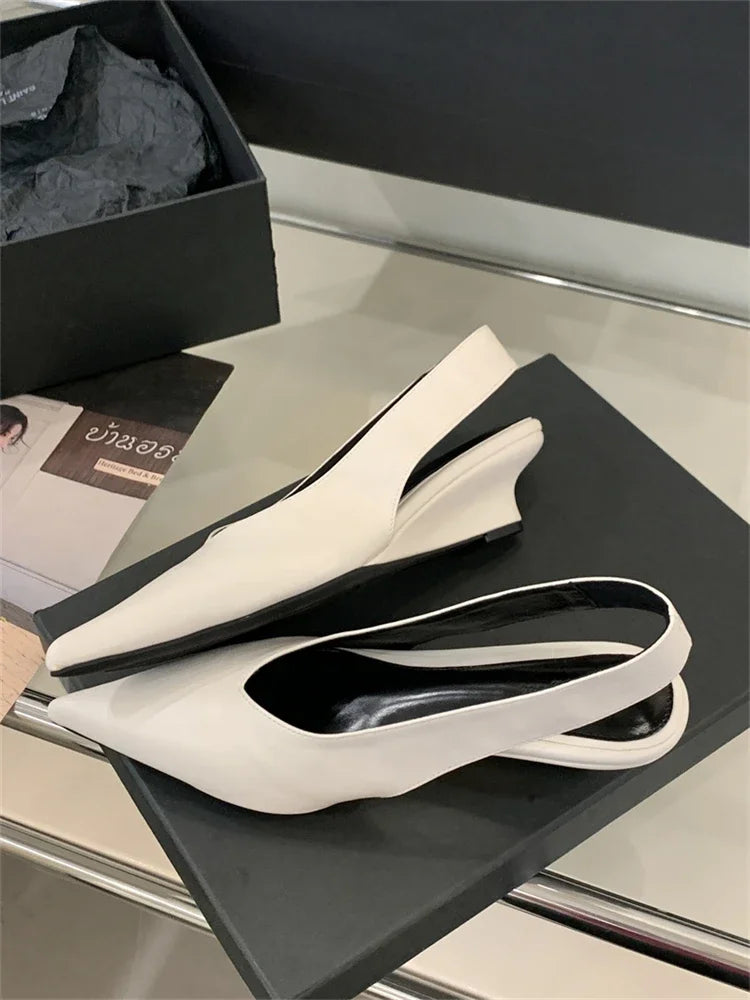 LBSFY -Street Style Pumps Women Pointed Toe Wedges Heels Elegant Slingbacks Party Slingback Mules Shoes Zapatos De Mujer