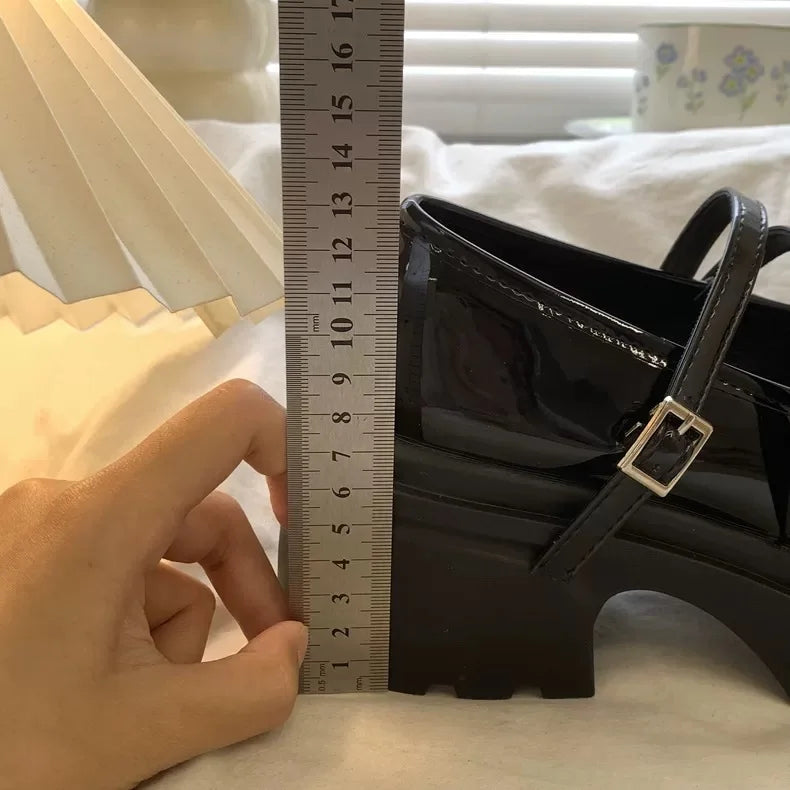 LBSFY -Chunky Platform High Heels Pumps Women Bowknot Shoes 2025 Autumn Leather Buckle Mary Jane Shoes Woman Thick Heeled Lolita Shoes
