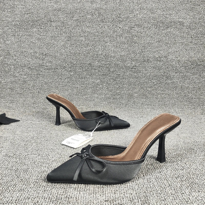 LBSFY - Summer High Heel Women Slippers Fashion Pointed Toe Muels Shoes Ladies Elegant Party Dress Sandalias