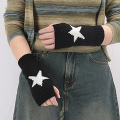 Lbsfy Knitted Half Finger Gloves Women's Warm Soft Winter Mittens for Girl Guantes Y2K Sleeve Girls Lolita Goth Fingerless Gloves
