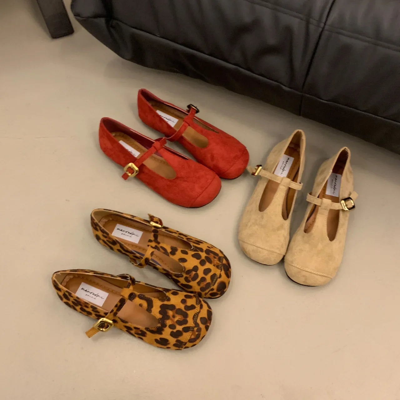 LBSFY  -  Leopard Women Shoes Flats Mary Jane Walking Casual Spring Fashion Woman Dress Buckle Retro Single Shoes Zapatillas De Muje