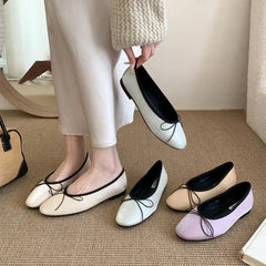 LBSFY  - New Brand Women Flat Shoes Fashion Round Toe Shallow Slip On Ballerinas Shoes Soft Flat Heel Dress Ballet Shoes