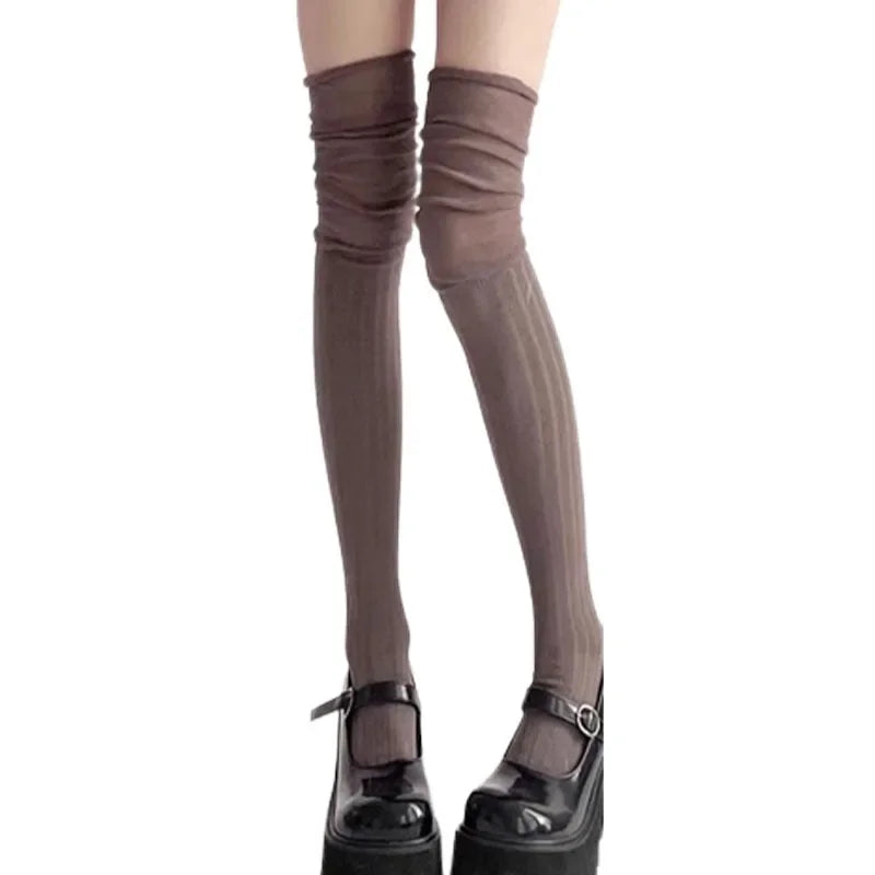 Lbsfy 1/3pairs Autumn Long Tube Socks Thermal Warm Stocking Female Trendy Casual Thigh High Striped Leggings Trendy Over The Knee Sock