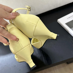 LBSFY -Spring Fashion Candy Pointed Toe Women Pumps Slingback Wedges High Heels Party Prom Mules Shoes Zapatos De Mujer