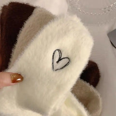 Lbsfy women socks Lovely Cozy Hairy Mink Velvet Autumn Winter Hosiery Thickened Plush Warm Sleep Home Fluffy White love heart Socks