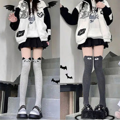 Lbsfy Thigh High Stockings Women Autumn/Winter Kawaii Cat Cartoon Over the Knee Socks Cute knitted Leg Warmers Long Stockings