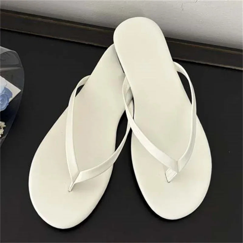 LBSFY -2025 Summer Clip Toe Flat Heels Slippers Women Casual Beach Shoes Concise Candy Color Flip Flops Zapatos De Mujer