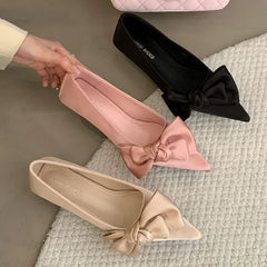 Lbsfy Elegant Low Heel Dress Shoes Ladies Pointed Toe Pumps Footwear Women Comfort Fashion Butterfly-Knot Sweet High Heels Shoes Women