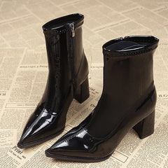 LBSFY -Women Ankle High Heels Chelsea Boots Pointed Toe Shoes Goth Designer Pumps Winter 2025 New Brand Shoes Women Motorcycle Boots