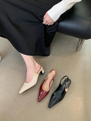 LBSFY  -  Fashion Women Sandals Pointed Toe Summer Dress Shoes Thick High Heels 2024 New Arrivals Black Beige Red Fashion Party Pumps 39