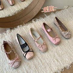 LBSFY  -    Women Flat Shoes Fashion Square Toe Shallow Slip On Ladies Ballerinas Flat Heel Casual Ballet Shoes Mujer